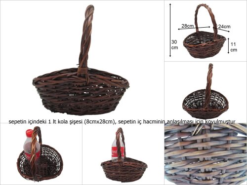 sd15847 üstten saplı kahverengi no1 söğüt sepet - 