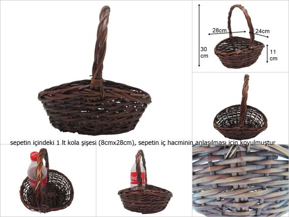 sd15847 üstten saplı kahverengi no1 söğüt sepet - 1