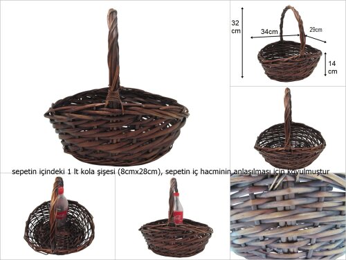 sd15848 üstten saplı kahverengi no2 söğüt sepet - 