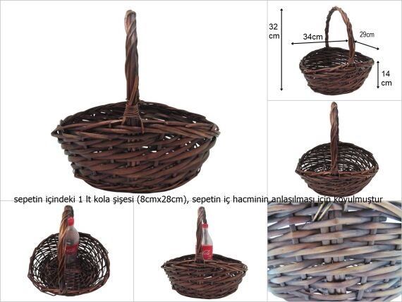 sd15848 üstten saplı kahverengi no2 söğüt sepet - 1
