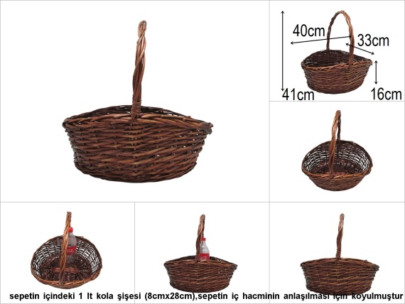 sd15849 üstten saplı kahverengi no3 söğüt sepet - 1