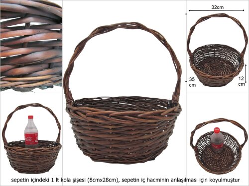 sd15937 üstten saplı yuvarlak kahverengi no2 söğüt sepet - 