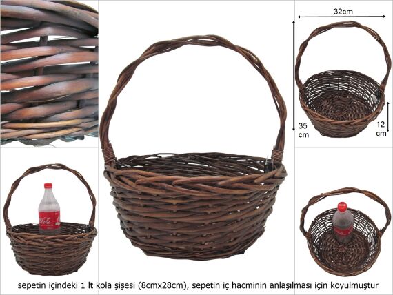 sd15937 üstten saplı yuvarlak kahverengi no2 söğüt sepet - 1