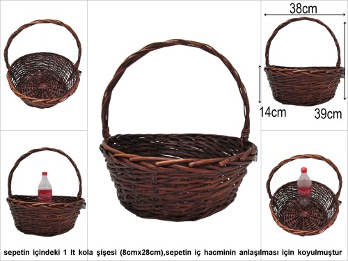 sd15938 üstten saplı yuvarlak kahverengi no3 söğüt sepet - 