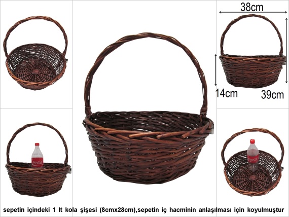 sd15938 üstten saplı yuvarlak kahverengi no3 söğüt sepet - 1