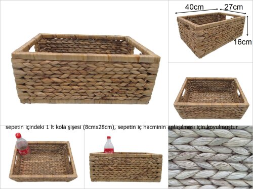sd16030 ahşap kasa üzerine örülü no2 dikdödikdörtgen hasır sepet - 