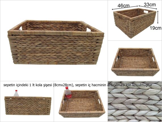 sd16031 ahşap kasa üzerine örülü no3 dikdörtgen hasır sepet - 1