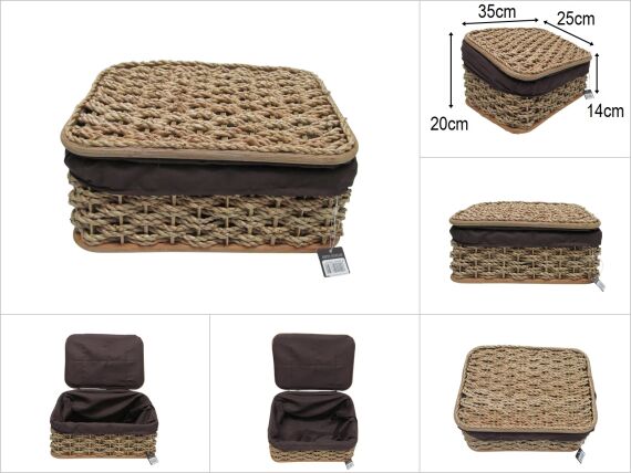 sd19219 önü alçak arkası yüksek naturel hasır kapaklı kutu - 1