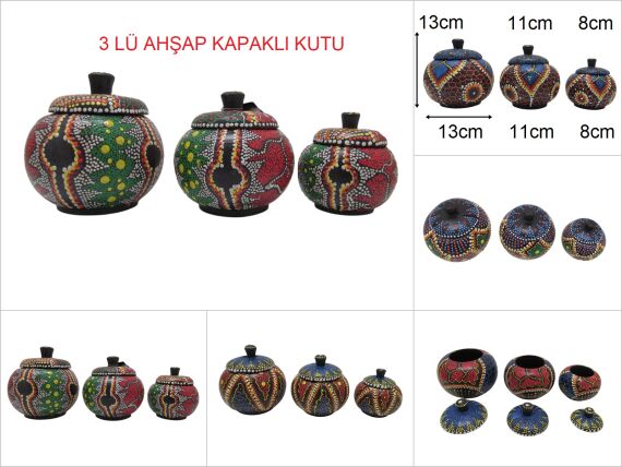 sd20023 otantik ahşap 3 lü dekoratif kutu ASORTİ - 1