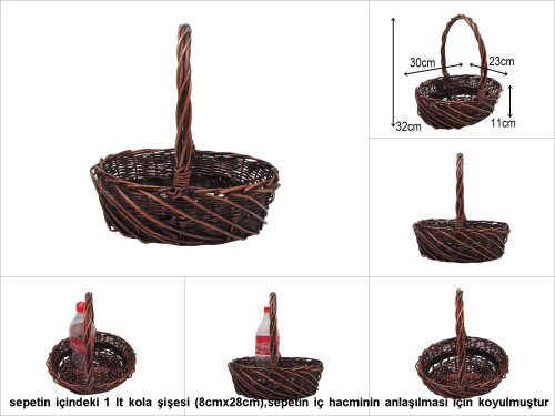 sd20360 üstten saplı oval no1 söğüt sepet - 