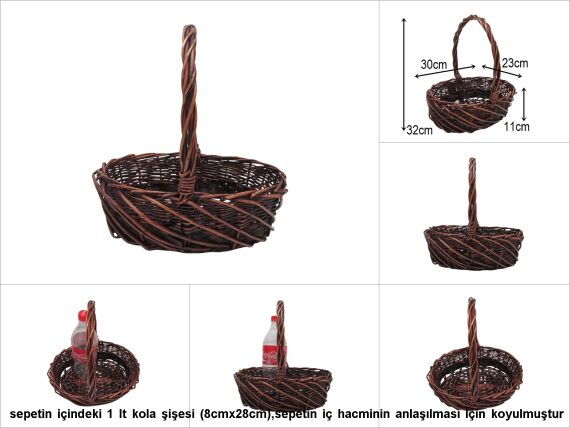 sd20360 üstten saplı oval no1 söğüt sepet - 1