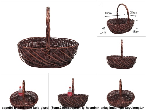 sd20362 üstten saplı oval no3 söğüt sepet - 