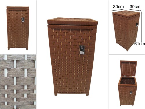 sd21062 ahşap kasa üzerine kraft örülü kapaklı sepet - 