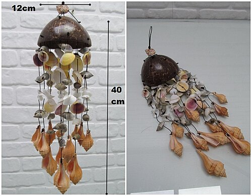 sd21115 kokonat çatılı deniz kabuğu rüzgar çanı - 