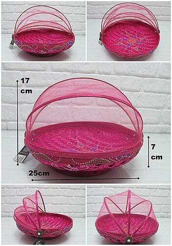 sd21490 pembe tüllü desenli renkli sepet no1 - 