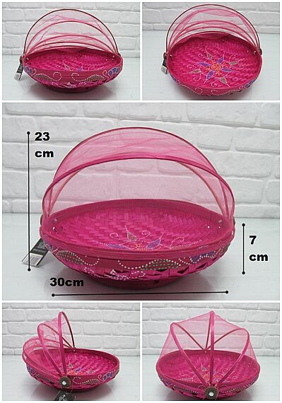 sd21491 pembe tüllü desenli renkli sepet no2 - 1