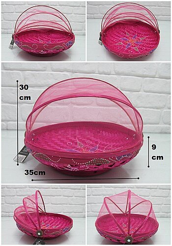 sd21492 pembe tüllü desenli renkli sepet no3 - 