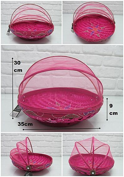 sd21492 pembe tüllü desenli renkli sepet no3 - 1