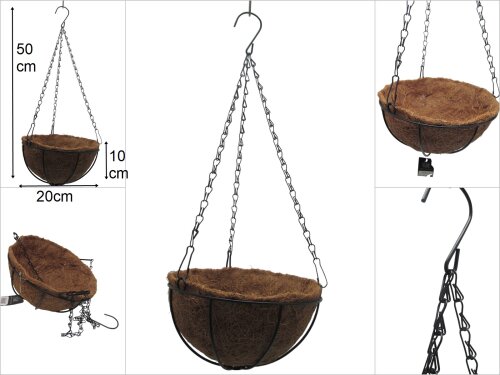sd22463 makrome no1 metal iskelet üzerine hindistan cevizi lifi döşeli dekoratif sarkıt çiçeklik - 
