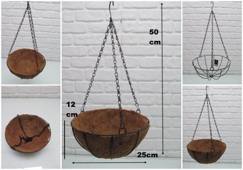 sd22464 makrome no2 metal iskelet üzerine hindistan cevizi lifi döşeli dekoratif sarkıt çiçeklik - 
