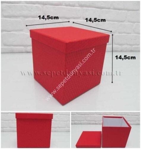 sd26104 kabartmalı kırmızı renkli no4 kare küp karton kutu - 1