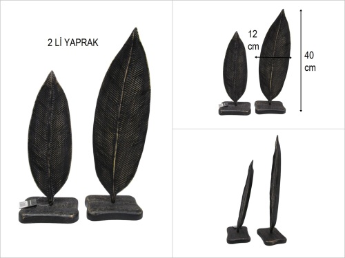 sd26407 dekoratif siyah boyalı polyester ikili defne yaprak obje - BU ÜRÜN SADECE MAĞAZADAN SATIŞ