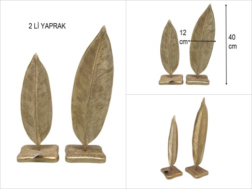 sd26408 dekoratif gold boyalı polyester ikili defne yaprak obje - BU ÜRÜN SADECE MAĞAZADAN SATIŞ