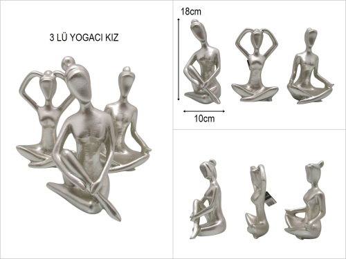 sd26419 dekoratif polyester 3 lü yogacı kız obje - BU ÜRÜN SADECE MAĞAZADAN SATIŞ