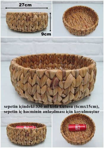 sd28028 dekoratif no2 yuvarlak hasır sepet kase - 