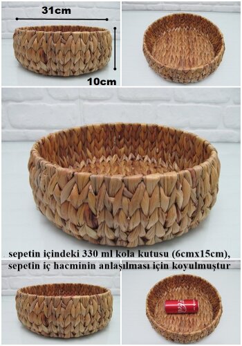 sd28029 dekoratif no3 yuvarlak hasır sepet kase - 