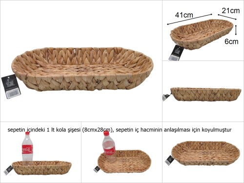 sd28058 dekoratif no3 oval dar uzun hasır sepet - 