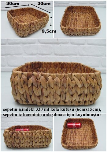 sd28069 dekoratif no3 kare hasır sepet - 