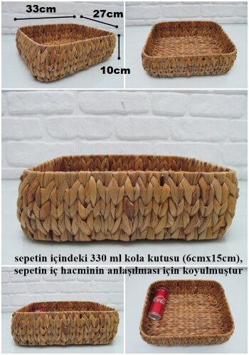 sd28072 dekoratif no3 dikdörtgen hasır sepet - 