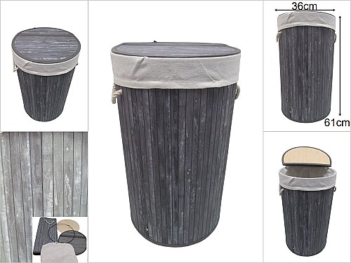 sd29208 gri katlanan bambu kapaklı sepet - 