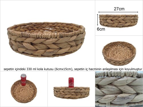 sd29219 dekoratif yuvarlak no1 hasır sepet tepsi - 