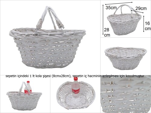 sd29338 sapları katlanan beyaz hasır sepet (balkon sepeti vs...) - 