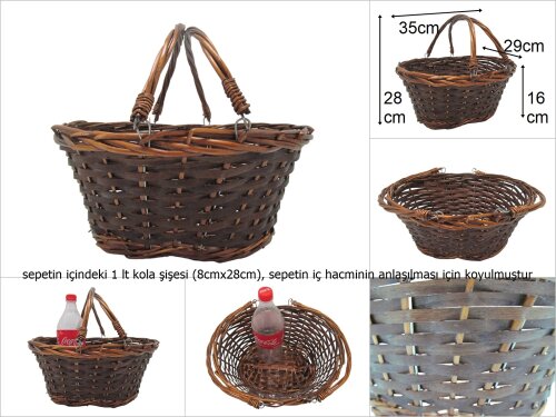 sd29342 sapları katlanan kahverengi hasır sepet - 