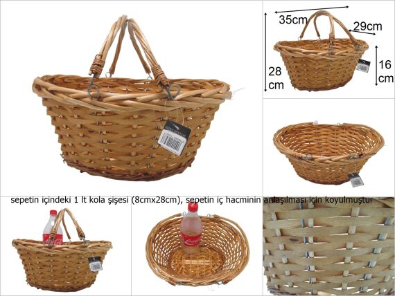 sd29343 sapları katlanan bal rengi hasır sepet - 1