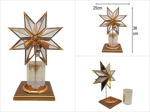 sd29501 altın rengi aynalı,yıldız mumluk obje - BU ÜRÜN SADECE MAĞAZADAN SATIŞ