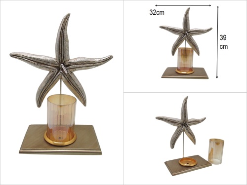 sd29514 gümüş renkli polyester deniz yıldızı mumluk obje - BU ÜRÜN SADECE MAĞAZADAN SATIŞ