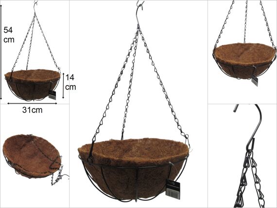 sd29755 makrome no3 metal iskelet üzerine hindistan cevizi lifi döşeli dekoratif sarkıt çiçeklik - 1