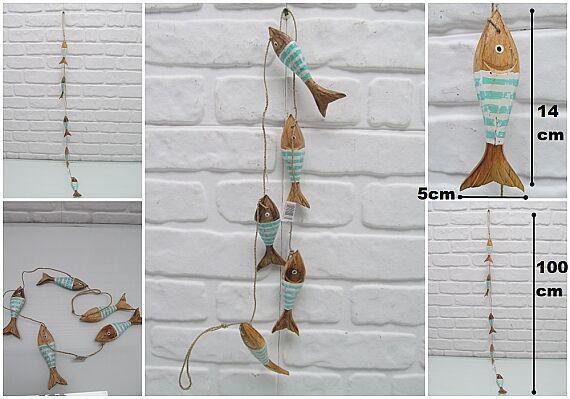 sd29923 5 li sarkıt renkli ahşap balıklar - 1