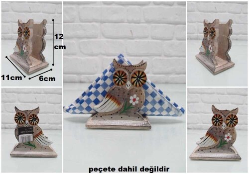 sd29959 dekoratif otantik ahşap peçetelik baykuş - 