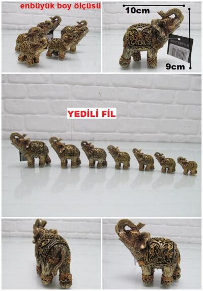 sd30064 dekoratif işlemeli 7 li fil seti - 1