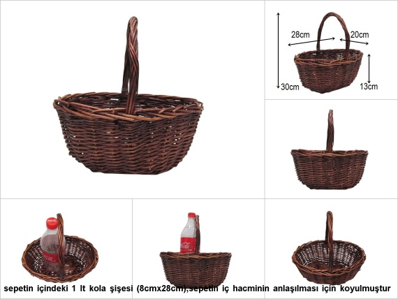 sd30448 üstten saplı no1 kahverengi oval sepet - 1