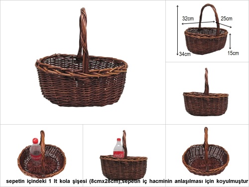 sd30449 üstten saplı no2 kahverengi oval sepet - 