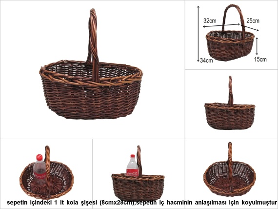 sd30449 üstten saplı no2 kahverengi oval sepet - 1