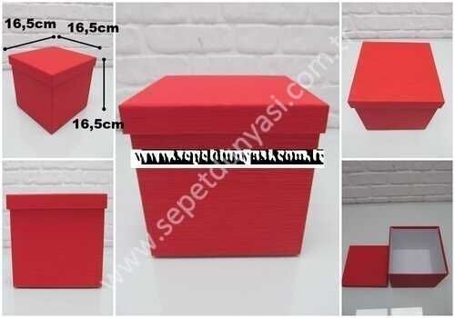 sd30625 kare no:5 desenli kırmızı karton hediye kutusu - 1