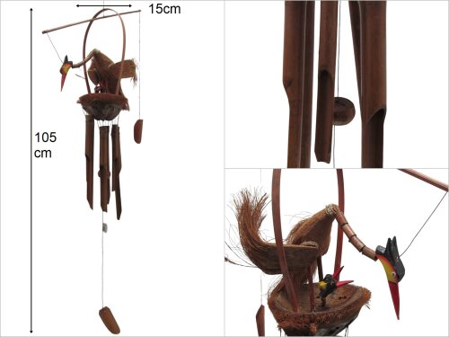 sd31034 turna dekorlu bambu rüzgar çanı - 