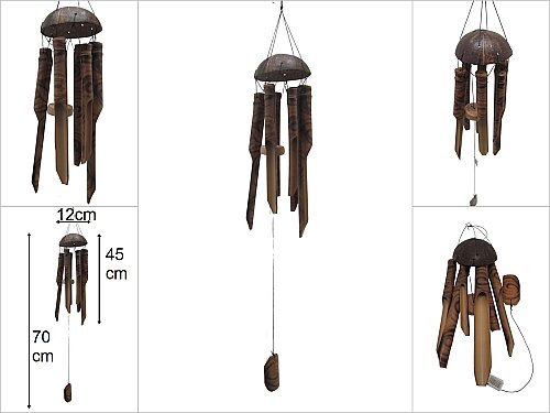 sd31116 hindistan cevizi çatılı çiçek desenli no1 bambu rüzgar çanı - 